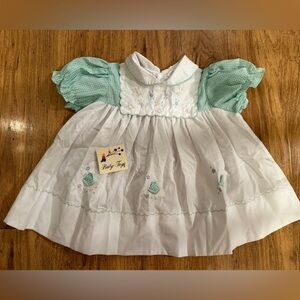 Baby Togs Green and White Kids Casual Dress